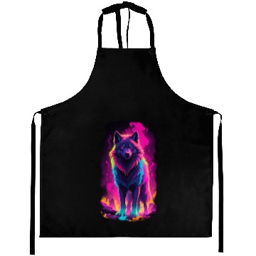 Discover neon wolf Aprons