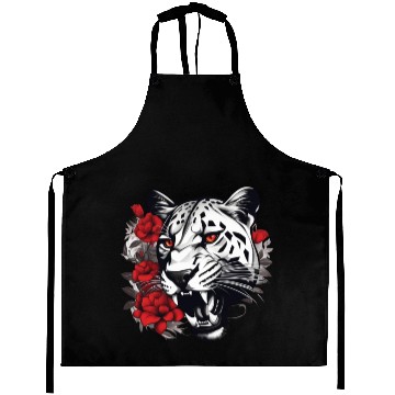 Discover Dynamic Panther Embraces Kindness in Floral Glory Aprons