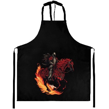Discover Flaming fantasy horse made out gothic armor Aprons