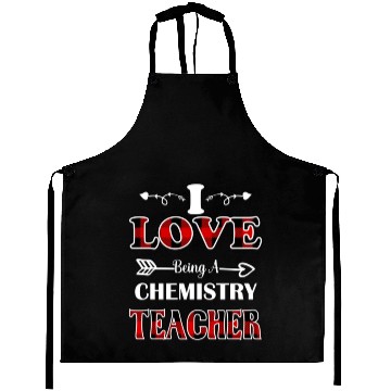 Discover Chemistry Teacher valentines day red plaid28 Aprons