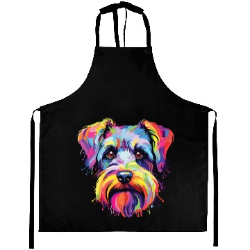 Discover Watercolor Colorful Miniature Schnauzer Aprons