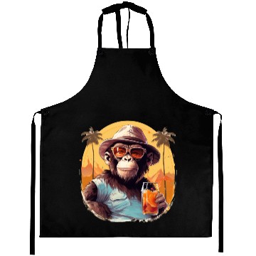Discover Cool Monkey With Drink Funny Animals Chimpanzee Aprons