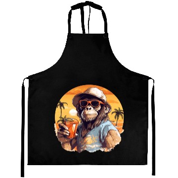Discover Cool Monkey With Drink Funny Animals Chimpanzee Aprons