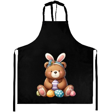 Discover Easter bear with bunny ears and easter eggs Aprons