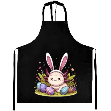 Discover Happy Easter with axolotl and bunny ears Aprons