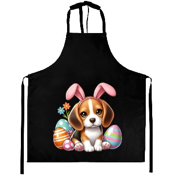 Discover Beagle with bunny ears and easter eggs Aprons