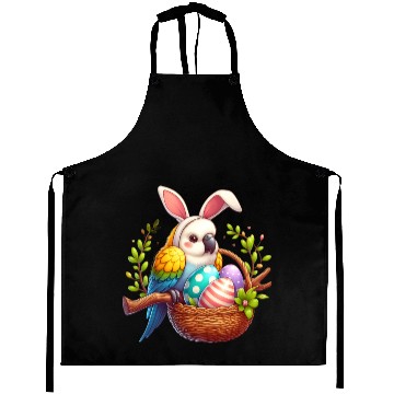 Discover Easter parrot with bunny ears Easter eggs Aprons
