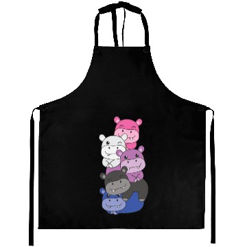 Discover Genderfluid Flag Pride Lgbtq Cute Hippo Aprons