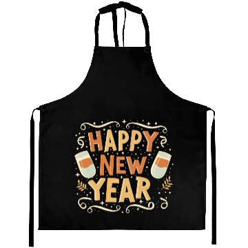 Discover Happy New Year Typography design Aprons