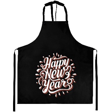 Discover Happy New Year Typography design Aprons