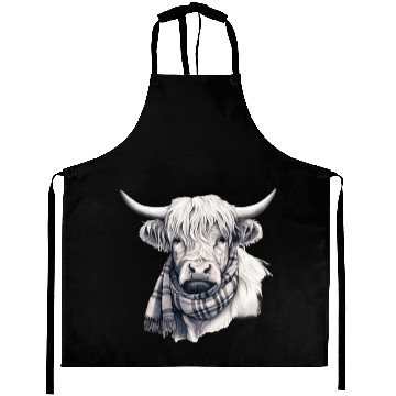 Discover Adorable Highland Cow Wearing a Scarf Aprons