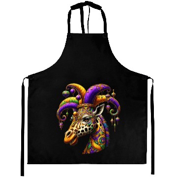 Discover Mardi Gras giraffe with fool's hat Aprons