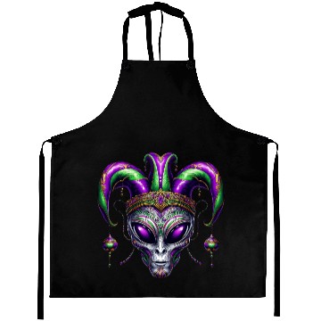 Discover Mardi Gras alien with a fool's hat Aprons