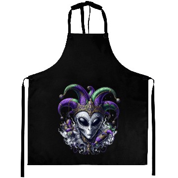 Discover Mardi Gras alien with a fool's hat Aprons