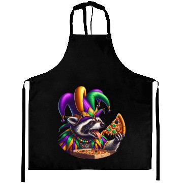 Discover Mardi Gras raccoon with fool's hat Aprons