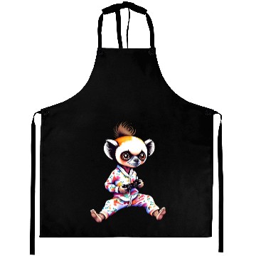 Discover Young Sifaka Wearing Pajamas Retro Video Game Aprons