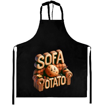 Discover Couch Potato Humor 3D Illustration Aprons
