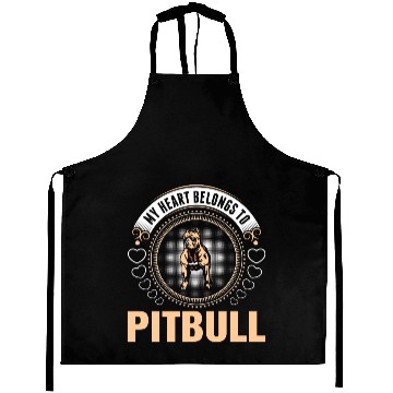 Discover My Heart Belongs To Pitbull Dog Aprons