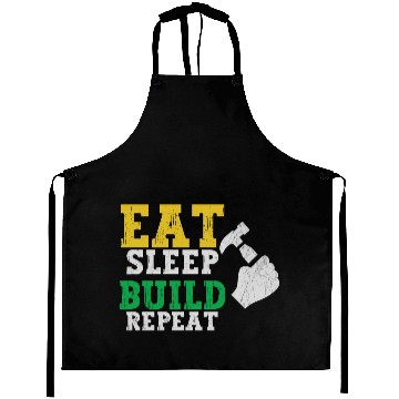 Discover Eat Sleep Build Repeat Builder Fathers Day Gift Aprons