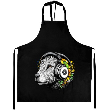 Discover Goat wearing headphones Aprons