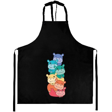 Discover Rainbow Flag Pride Lgbtq Cute Hippo Stack Aprons