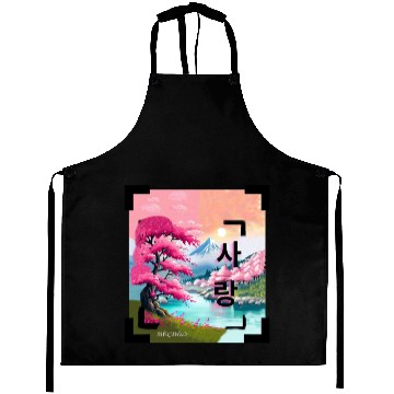 Discover Japan Landscape With Cherry BlossomTree (Vintage) Aprons