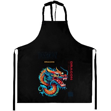 Discover Vibrant Asian Dragon Portrait Aprons