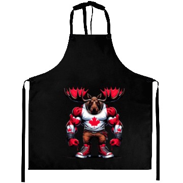 Discover Canada elk with national flag Aprons