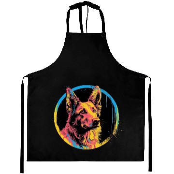 Discover German Shepherd Funny Dog Street Art Comic Pet Aprons