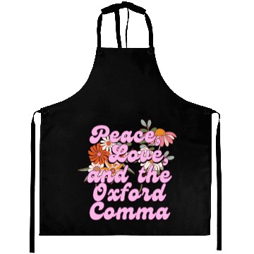 Discover Funny Oxford Comma Peace Love and the Oxford Comma Aprons