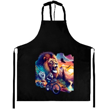 Discover Lion on a bike Aprons