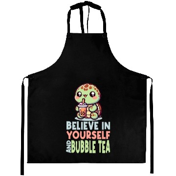 Discover Kawaii Turtle Bubble Tea Believe In Yourself Aprons