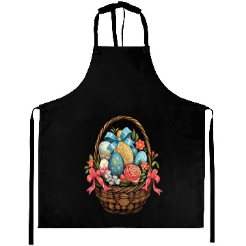 Discover Easter Day Easter Basket Colorful Eggs Flowers Aprons