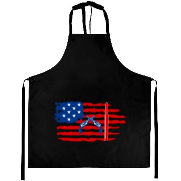 Discover USA flag with gun Aprons