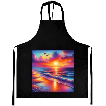 Discover Sunset Serenity: Pastel Beachscape Aprons