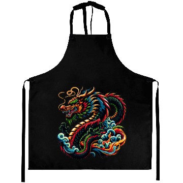 Discover Colorful Chinese Dragon Artistic Design Aprons
