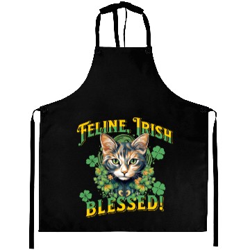 Discover FELINE IRISH BLESSED Feline Kitty Design Aprons