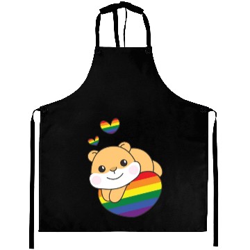 Discover Rainbow Flag Pride Lgbtq Cute Hamster Love Aprons