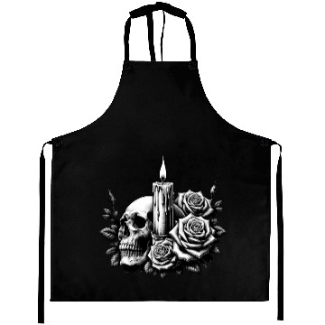 Discover Gothic Skull and Roses Graphic Art Aprons