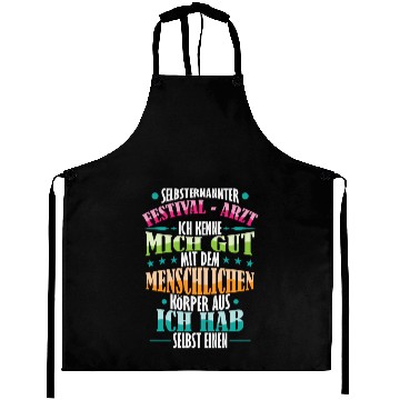 Discover Party saying doctor at festival Aprons