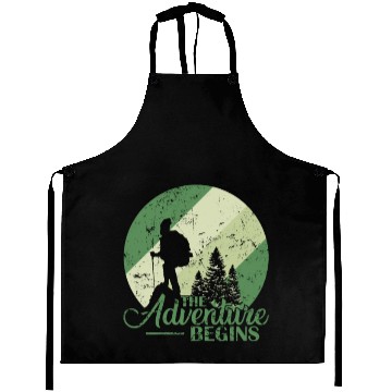 Discover The Adventure begins Hiking Nature Aprons