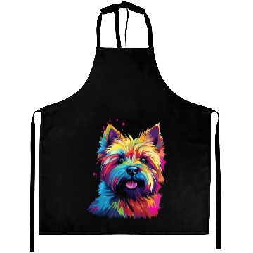 Discover Watercolor Colorful Cairn Terrier Aprons