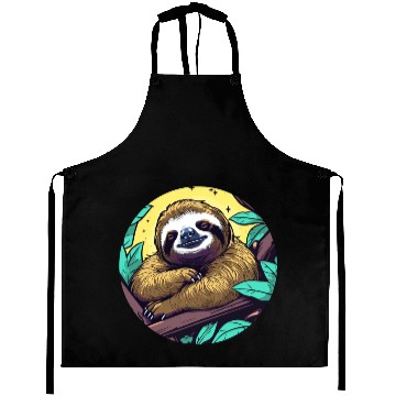 Discover Sleeping Sloth Illustration Aprons