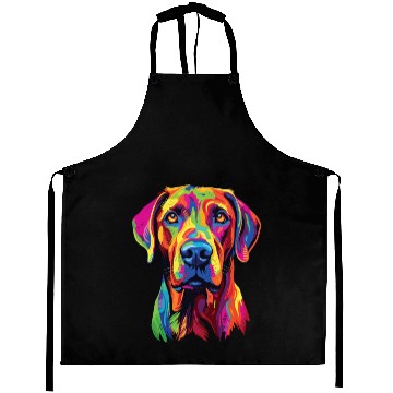 Discover Watercolor Colorful Rhodesian Ridgeback Aprons