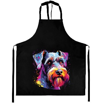 Discover Watercolor Colorful Miniature Schnauzer Aprons