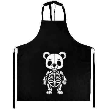 Discover Cute Skeleton Bear Illustration Aprons