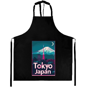 Discover Vintage Style Tokyo Travel Poster Aprons