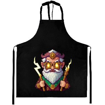 Discover Angry Zeus Pixel Art, Wearing Steampunk Glasses Aprons
