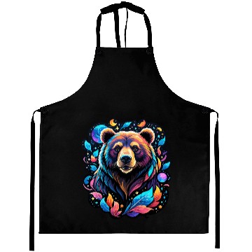 Discover Mystical Galaxy Bear - Celestial Wilderness Art Aprons