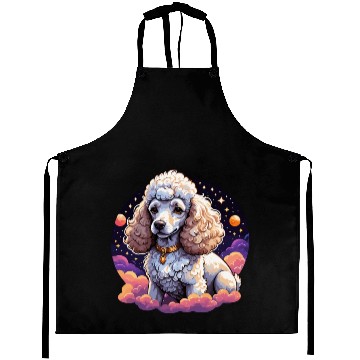 Discover Celestial Poodle in Space Illustration Aprons